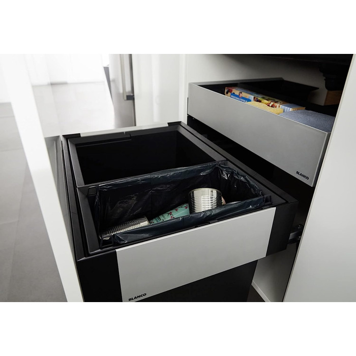 Система для сортування сміття BLANCO SELECT II 60/2 Orga для шаф 60 см, висувна органайзерна шухляда, 1×30 л і 1×19 л відро, глибина 400 мм