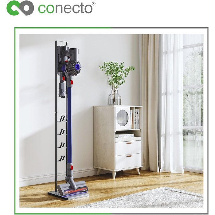 Універсальна підставка-тримач для пилососа Dyson (Gen5, V15, V12, V11, V10, V8, V7, V6) з органайзером для аксесуарів, чорна, Conecto Basic
