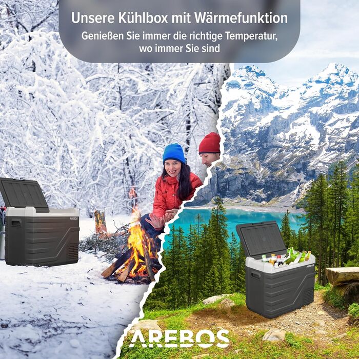 Автомобільний компресор-холодильник Arebos 43л з Wi-Fi та USB: -20°C для авто, кемпінгу, вантажівки
