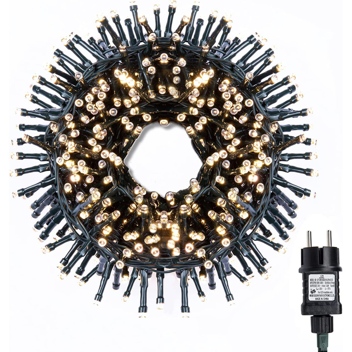 Світлодіодна гірлянда Gresonic 300 LED, тепле біле світло, для декору кімнати, вулиці, саду, новорічної ялинки, весілля, електрична, постійне світіння
