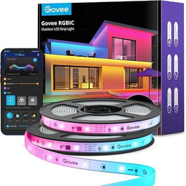 Govee LED-стрічка для вулиці 20м, RGBIC, водонепроникна IP65, керування Alexa/Google Assistant