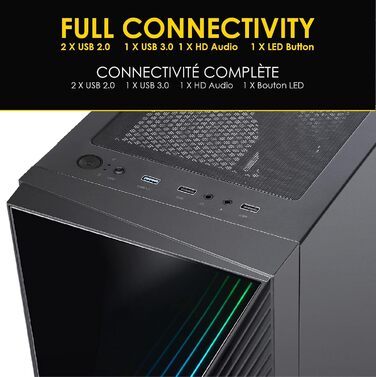 Ігровий корпус Empire Gaming Crystal ARGB, середній ATX/Micro ATX/ITX, 3D-дзеркальний ефект, 2 вентилятори (1x120мм ARGB, 1x120мм стандарт), чорний