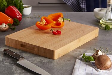 Дошка для нарізання Premier Housewares з бамбука з ручками, натуральна, прямокутна, 28x40x4 см