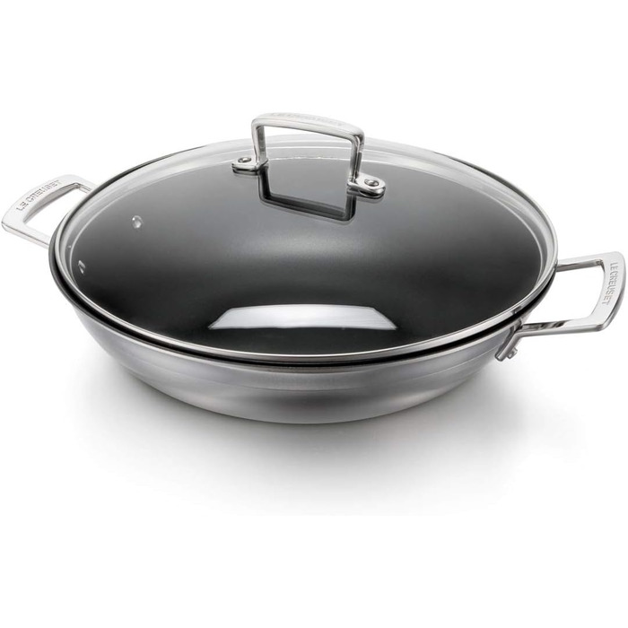 Вок Le Creuset з антипригарним покриттям, Ø 30 см, з кришкою, для всіх плит (індукція), нержавіюча сталь, сріблястий