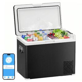 Автомобільний компресорний холодильник KROAK 50л з Wi-Fi, подвійна зона (-20°C/+20°C), 12/24/230V, для авто, вантажівки, човна