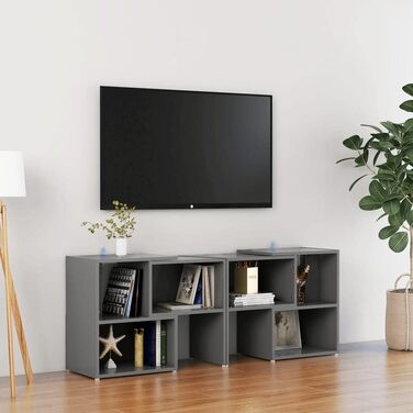 Тумба під телевізор vidaXL, сіра, 104x30x52 см, ДСП, телевізійна тумба, меблі для вітальні, низький комод, полиця для апаратури