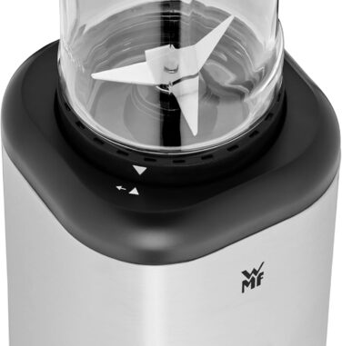 Електричний блендер WMF Kult X Mix & Go Mini - шейкер для смузі, 300 Вт, Tritan, 600 мл, срільно-чорний