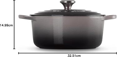 Чавунна каструля-брятер Le Creuset Signature з кришкою, кругла, 26 см, 5,3 л, для всіх плит та індукції, колір Flint
