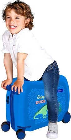Дитяча валіза Enso Dino, синя, 50x39x20 см, жорсткий ABS, кодовий замок, 34 л, 2,1 кг, 4 колеса, ручна поклажа