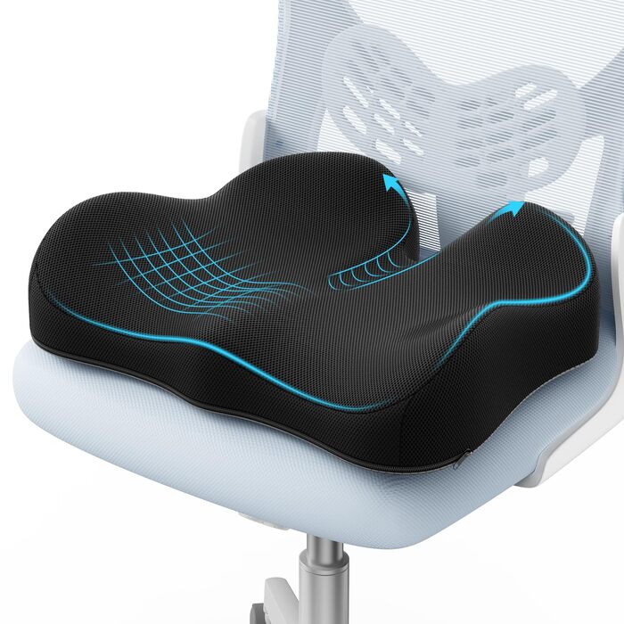 Подушка ортопедична з піни Memory Foam для офісного крісла, дому та авто, чорна. Комфортне сидіння, антиковзкий низ.