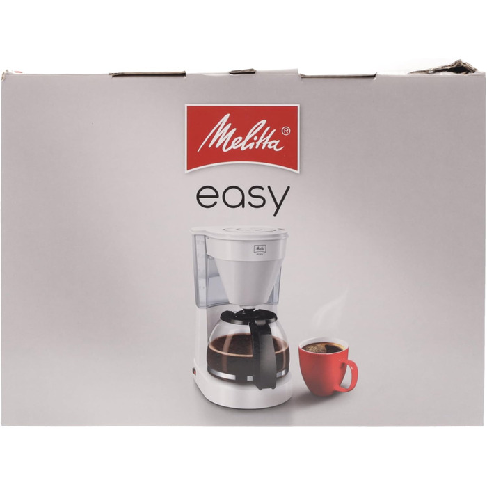 Кавоварка Melitta Easy з фільтром, скляною колбою, антикрапельною системою, на 10 чашок, біла
