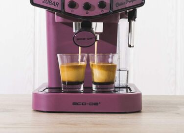 Кавомашина ECODE Delice Purple 20 Bar з капучинатором та резервуаром 1.5 л - Еспресо, Подвійне дозування, Манометр