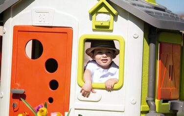 Дитячий будиночок Smoby Life Jura Lodge (115x123x132 см) з переробленого пластику - вуличний будиночок для дітей з годівницею для птахів, для саду та тераси, від 2 років