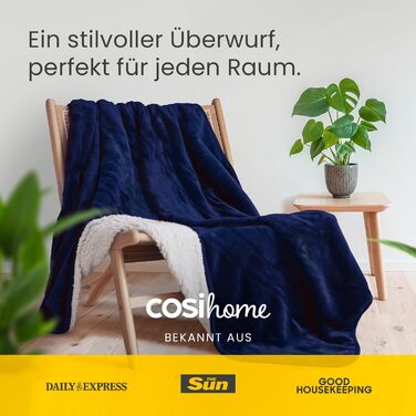Електрична електроковдра Cosi Home 200x150 см з автоматичним вимкненням та захистом від перегріву, 10 рівнів підігріву, матеріал фліс та шерпа, темно-синя