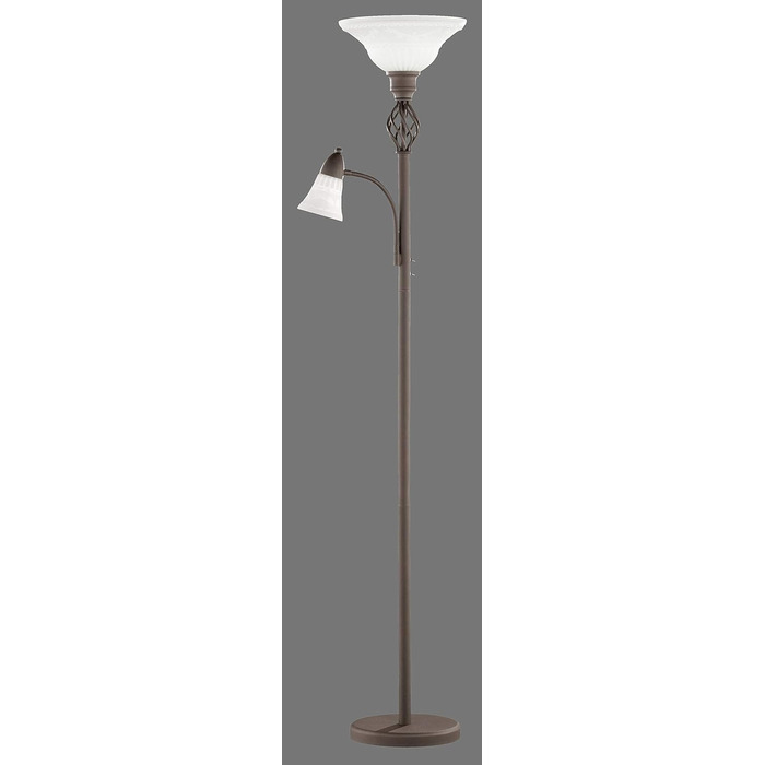 Торшер LED Trio Leuchten Rustica 4602021-24, метал ржавий, без лампи E27, з додатковим LED-підсвічуванням для читання