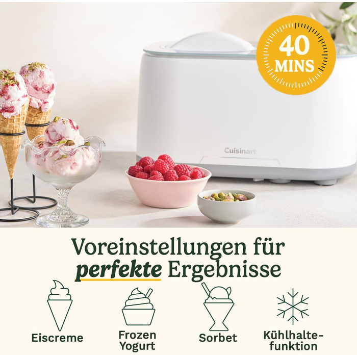Морожениця Cuisinart FreezeEase з автоматичним охолодженням: сорбет, йогурт, морозиво - готово за 40 хвилин! Без попереднього заморожування