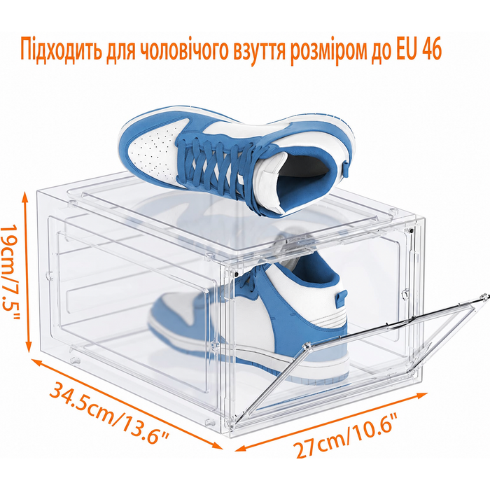Прозорі пластикові коробки для взуття HOMIDEC, 12 шт., стійкі, з кришкою, для зберігання взуття до 46 розміру: туфлі, чоботи, кросівки