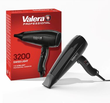 Професійний фен для волосся Valera Swiss Light 3200, 1600 Вт, 3 температурних режими, з кнопкою холодного повітря та знімним фільтром, Swiss Made