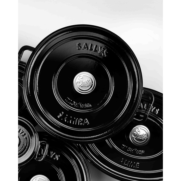 Чавунний казан Sallys 'Samira' Deluxe, 2,2 л, для всіх плит і духовки, до 250°C, чорний Fury Black Majolika, преміум-якість