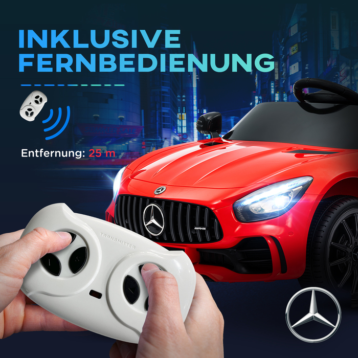 AIYAPLAY Дитячий електромобіль 12 В дитячий автомобіль з пультом дистанційного керування 2.4G, USB, MP3, музика, електромобіль з фарами, плавний пуск, функція реверсу, 3-5 км/год, для дітей 3-6 років, червоний