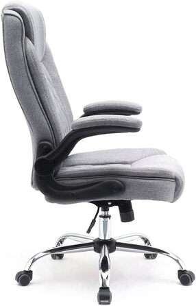 Ергономічне офісне крісло Superkancl COMFORTABLE, до 130 кг, сіре, з високою спинкою та відкидними підлокітниками