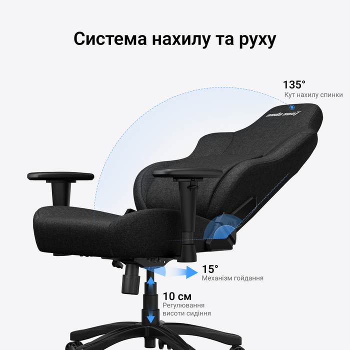 Крісло геймерське ігрове Anda Seat Phantom 4 L до 90 кг Black (AD18YSD-72-B-PV-B01)