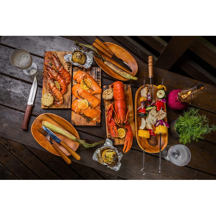 AMZBBQ Преміум кедрові дошки для грилю 2 шт, 28x14 см, для газового та вугільного гриля, для риби та м'яса, подарунок чоловікам і жінкам, з Північної Америки