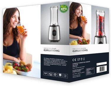 Блендер Grundig стаціонарний, нержавіюча сталь, сріблястий, 12x12x36 см