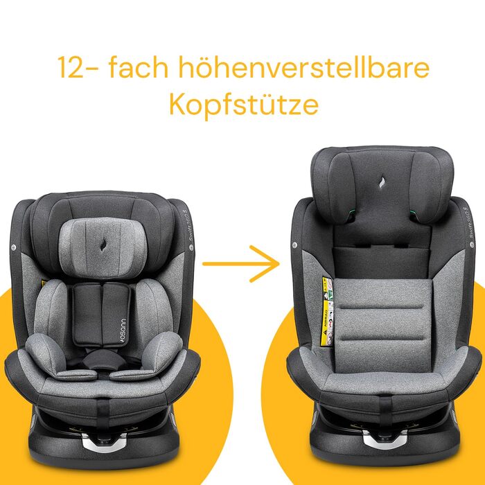 Дитяче автокрісло Osann Swift360 S i-Size 360° Reboarder (76-150 см), сіре