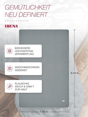 Постільна покривало Ibena Arles стібане для односпального ліжка, 140x210 см, світло-сірий