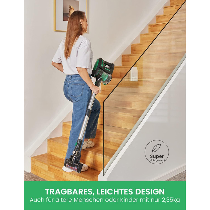 Пилосос Vactidy Blitz V8 бездротовий, 25КПа, знімний акумулятор, до 35 хв роботи, для прибирання шерсті тварин та твердих підлог, зелений