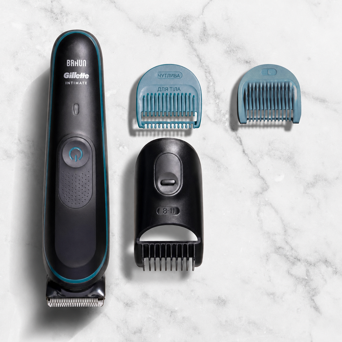 Тример Gillette Intimate i5 для чоловіків, водонепроникний бездротовий бритва для інтимної зони з довговічними лезами для сухого і вологого гоління