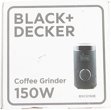 Кавомолка Black+Decker BXCG150E, 150 Вт, пластик, чорна, для 12 чашок, для кавових зерен