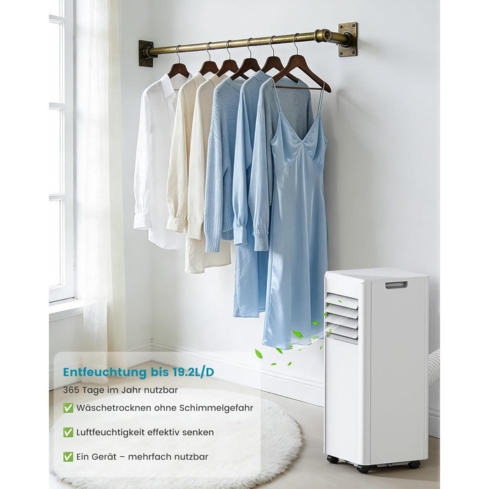 Мобільний кондиціонер Electactic 9000 BTU 3-в-1: з відведенням повітря, вентилятором та осушувачем, з пультом та таймером 24 год (Перлинно-білий)