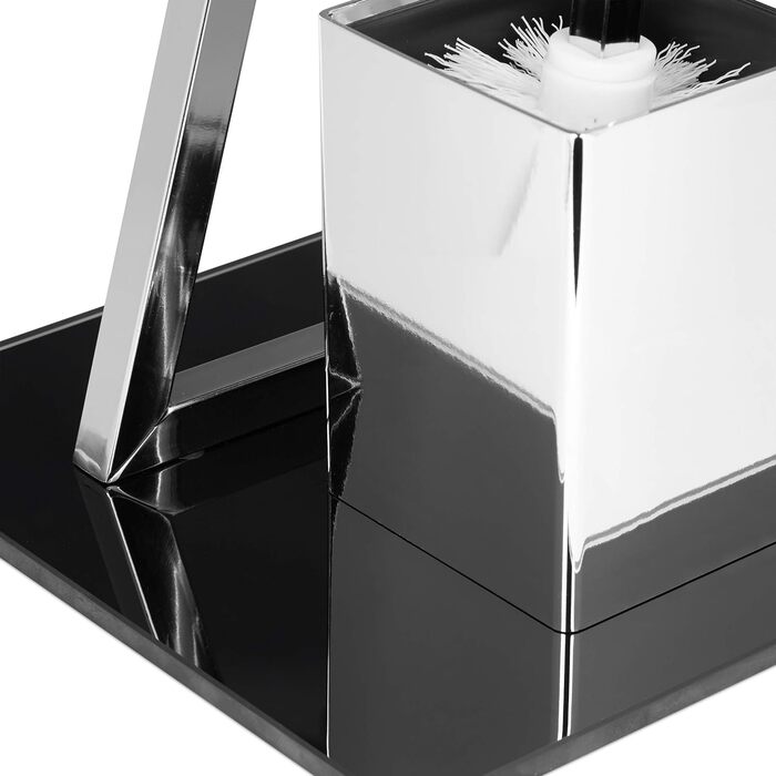 WC гарнітура Relaxdays GLASS 77x25x25 см, тримач для туалетного паперу та щітка, скло і метал, стійка, сріблясто-чорна, для ванної кімнати
