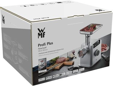 Електрична м’ясорубка WMF Profi Plus 2200Вт з насадками для ковбас, кеббе та печива, 3 диски, реверс