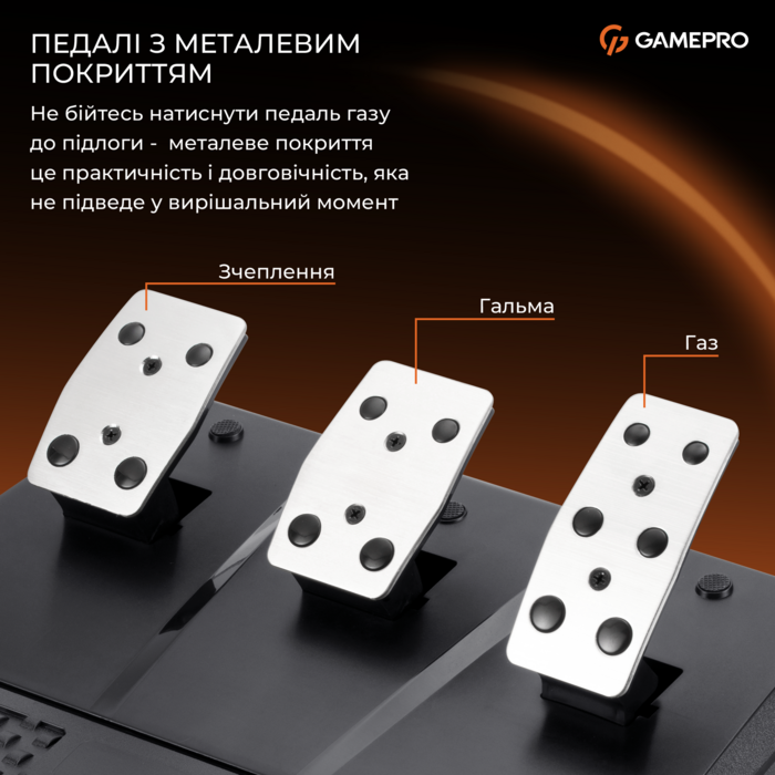 Ігрове кермо GamePro RW070PM з педалями та коробкою передач XBOXONE/PS4/PC