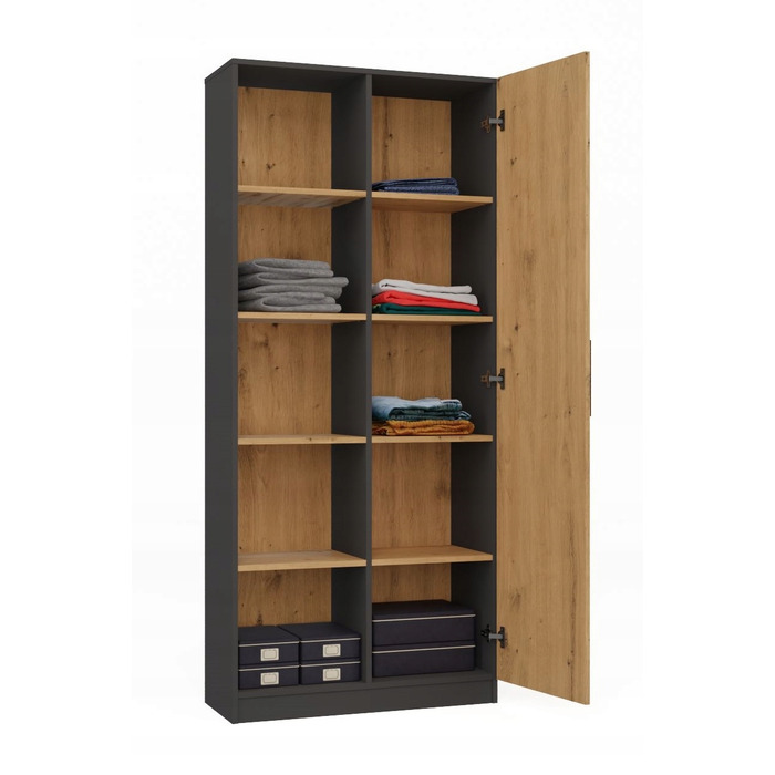 Стелаж TopEshop 80 x 182 x 30 см, антрацит, дуб артизан
