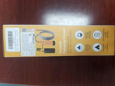 Портативний душ Koopsmate для кемпінгу з LED-підсвіткою, акумулятором, душовою насадкою та шлангом, синій, для походів, саду та миття авто, дві батареї