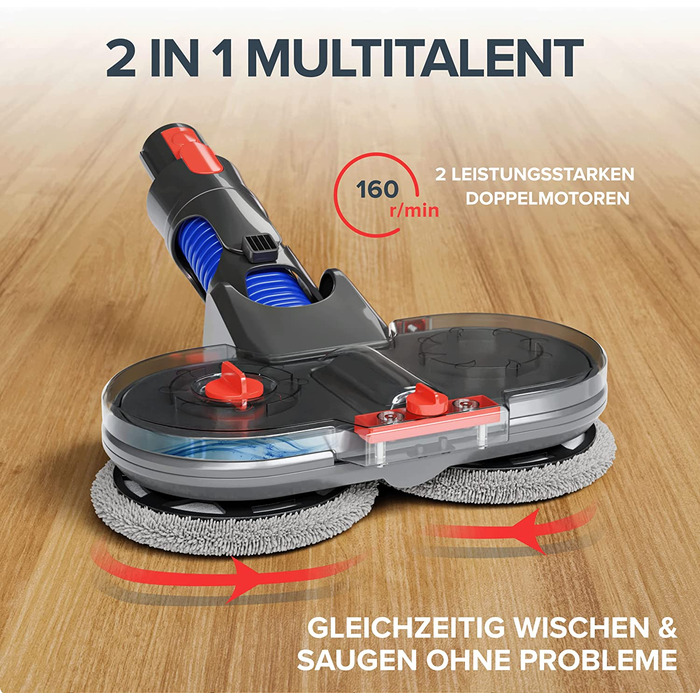 Електрична насадка для вологого прибирання Dripl для пилососів Dyson V7/V8/V10/V11/V15/Gen5 з від'ємним резервуаром для води, 6 багаторазових мопів і 1 контейнером для заповнення