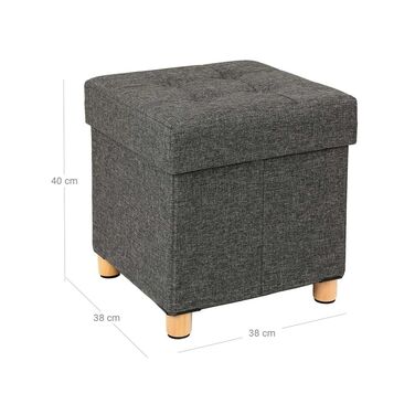 Табурет з кришкою і місцем для зберігання - чорний / 38 х 38 х 40 см