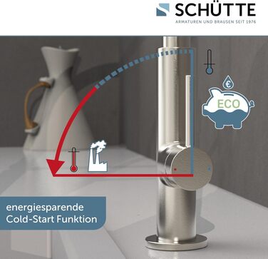 Змішувач кухонний Schütte 23138 Design з висувним шлангом Soft Touch, поворотний на 360°, нержавіюча сталь/чорний