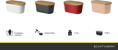 Хлібниця ECHTWERK FRESH, біла, з кришкою та дошкою для нарізання з акації, для зберігання до 1 кг хліба, 37x22x17 см