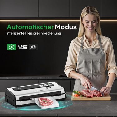 Вакууматор FRESKO Automax V2, автоматичний вакуумний пакувальник 140W з подвійним термозапечатуванням, режимами «Сухий/Вологий» та набором для консервації (чорний)