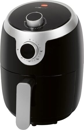 Аерофритюрниця Clatronic FR 3769 H, 1,8 л, без олії, 1000 Вт, чорна/срібляста, для картоплі фрі, курячих крилець та іншого