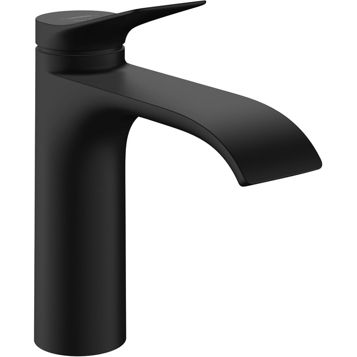 Змішувач для ванної кімнати Hansgrohe Vivenis з витягнутим виливом 110 мм (матовий чорний), економія води (EcoSmart), з поплавковим зливом