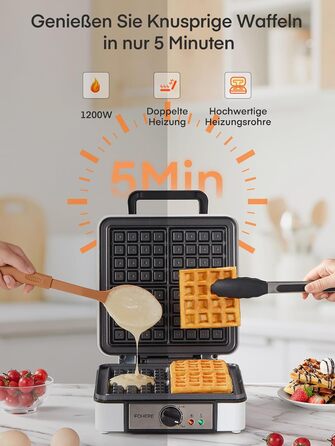 Вафельниця-гриль FOHERE XL 1200 Вт, електрична, антипригарна, для приготування вафель і паніні