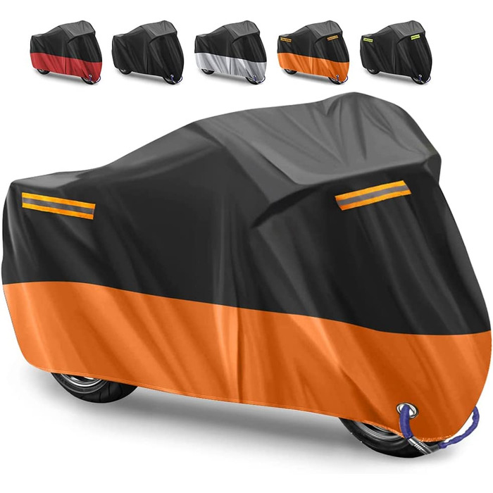 Мотоциклетний чохол водонепроникний 210D Oxford для Harley-Davidson, Honda, Suzuki, Kawasaki, Yamaha, антипиловий, захист від подряпин, для вулиці, 2XL (245×105×125 см), помаранчевий