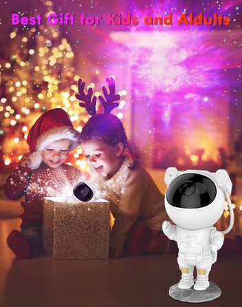 LED Проектор зоряного неба Астронавт, Планетарій Galaxy з таймером та пультом керування, Нічник для дитячої кімнати та вечірок, Біло-чорний