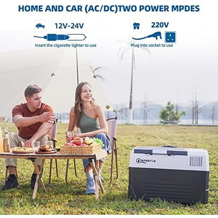 Автомобільний компресорний холодильник Wannyton 18л, 100-240V/12V, для напоїв, чорно-білий